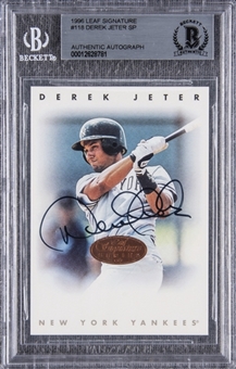 1996 Leaf Signature Series #118 SP Derek Jeter Card Signed - BGS Authentic Autograph